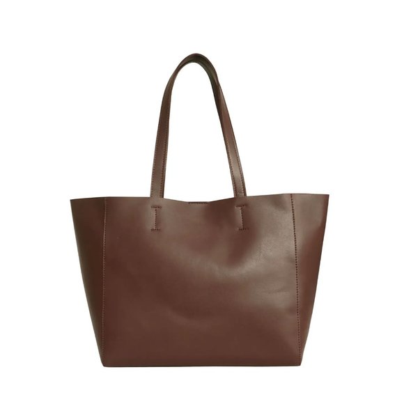 NWT Tan Real Leather lined Designer Tote Bag - Picture 3 of 6